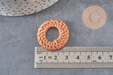 Colgante redondo de mimbre trenzado natural, cuenta de madera, cuenta de mimbre, creación de joyas, cuentas geométricas, 28-34mm, x2 G2951