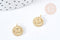Pendentif rond soleil acier inoxydable 304 doré 14K IP 12.5mm, pendentif bijoux mystique chance, x1 G8774