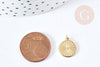 Pendentif rond soleil acier inoxydable 316L doré IP 14mm, x1 (G8741)