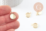 Pendentif rond support cabochon acier 304 inoxydable doré 10mm, x1 (G10555)