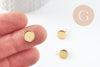 Pendentif rond support cabochon acier 304 inoxydable doré ip 8mm, x2 (G4222)