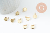 Pendentif rond support pour cabochon 6mm acier 304 inoxydable doré, x2 (G9858)