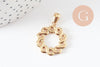 Pendentif rond tressé acier 304 inoxydable doré PVD 25mm, x1 (G10192)