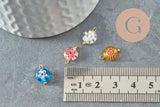 Pendentif rond verre oeil protecteur multicolore support zamac doré 12mm, x10 (G9714)