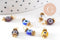 Pendentif rond verre oeil protecteur multicolore support zamac doré 9mm, x10 (G3934)