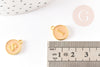 Pendentif rond zamac doré initiale émail beige 14mm, x1 (G3204)