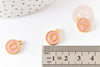 Pendentif rond zamac doré initiale émail rose clair 14mm, Pendentif femme, métal doré, pendentif initiale,14mm, x1 G2933