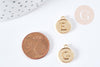 Pendentif rond zamac doré initiale pour émail 14mm, x1 (G8589)