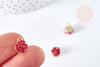 Pendentif roses rouge résine zamac doré 9.5mm, création bijoux baroque, x1 G8563