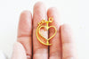 Pendentif rotatif coeur doré pour résine epoxy UV 31mm, pendentif en zamac dore,bijou mobile création bijoux, x1 G3486