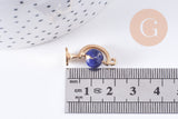 Pendentif rotatif globe terrestre monde émail bleu zamac doré 22mm, x1 (G4365)