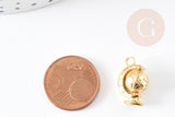 Pendentif rotatif globe terrestre zamac doré 18mm, x2 (G5239)