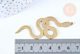 Pendentif serpent gravé acier 201 inoxydable doré 34.5mm, x1 (G6015)