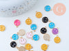 Pendentif smiley zamac doré émail multicolore 12mm, x5 (G6105)