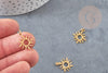 Pendentif soleil acier 201 doré inoxydable 17mm, x1 (G3541)
