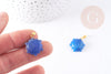 Pendentif soleil agate bleue support doré, pendentif pierre agate naturelle bleue, 23mm, x1 (G5522)