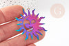 Pendentif soleil arc-en-ciel acier 201 inoxydable dore 40mm,acier inoxydable sans libération de nickel, x1 (G6152)