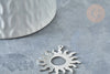Pendentif soleil argenté acier inoxydable 32.5mm,création bijoux acier inoxydable platine, x1 G7611