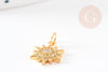 Pendentif soleil laiton doré zircon, pendentif en cristal pour création bijoux porte bonheur pour femme en zircon,14mm, x1 G4266
