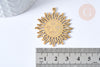 Pendentif soleil mystique acier 201 inoxydable dore 37.5mm, x1 (G5684)