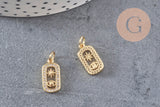 Pendentif soleil oeil protecteur chance en laiton zircon 18K,Pendentif doré porte-bonheur,13.5mm x1 (G4236)