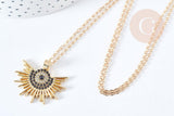 Pendentif soleil oeil protecteur chance zamac doré zircon 18K 13-30mm,Pendentif doré porte-bonheur x1 G7690