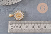 Pendentif soleil vierge marie laiton doré 18k zircon 21mm, cristal pour création bijoux porte bonheur femme en zircon, x1 (G8518)