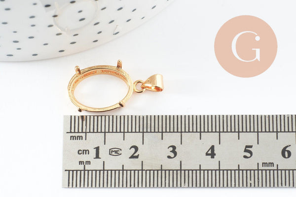 Pendentif support cabochon ovale à griffes laiton doré 18x13mm x1 (G10049)