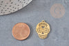 Pendentif tête de mort mexique acier 201 inoxydable dore 22mm,breloque acier inoxydable doré dia de muertos, x1 G4609