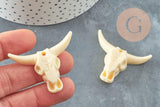 Pendentif tête de vache résine blanche,pendentif imitation corail en résine,46.5mm x2 (G4998)