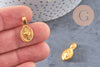 Pendentif tibétain laiton doré, breloque bouddhisme, pendentif laiton religieux, 21mm, x2 (G4324)