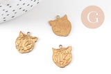 Pendentif tigre laiton brut doré,pendentif animal, Pendentif laiton charm tigre,1.1cm, x5 G0579