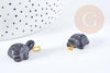 Pendentif tortue agate naturelle noire support doré 21mm, pendentif pierre création bijoux, x1, G8638