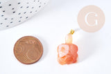 Pendentif tortue agate naturelle orange support doré 21mm, x1, G8636