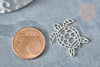 Pendentif tortue argenté acier inoxydable 24mm, acier inoxydable, x1 G7615