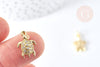 Pendentif tortue laiton doré zircon 16mm, x1 (G8587)