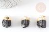 Pendentif tourmaline noire brute laiton doré 26-46mm, x1 (G0157)