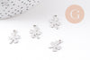Pendentif trèfle 4 feuilles acier 201 inoxydable platine 13.5mm, x2 (G10482)
