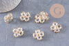 Pendentif trèfle 4 feuilles zamac doré zircons 18mm, x2 (G10415)