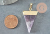 Pendentif triangle améthyste violette naturelle 33mm, x1 (G1362)