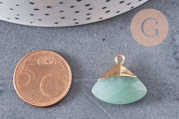 Pendentif triangle aventurine verte facettes,pendentif bijoux, pendentif aventurine pierre Naturelle,20mm, x1, G2997