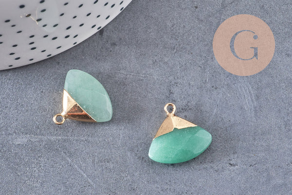 Pendentif triangle aventurine verte facettes,pendentif bijoux, pendentif aventurine pierre Naturelle,20mm, x1, G2997