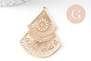 Pendentif triangle éventail acier inoxydable doré 49mm, x1 (G6124)