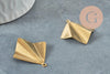 Pendentif triangle éventail plié laiton brut, apprêt doré, sans nickel, Pendentif doré,laiton brut,32mm, X2 (G0111)