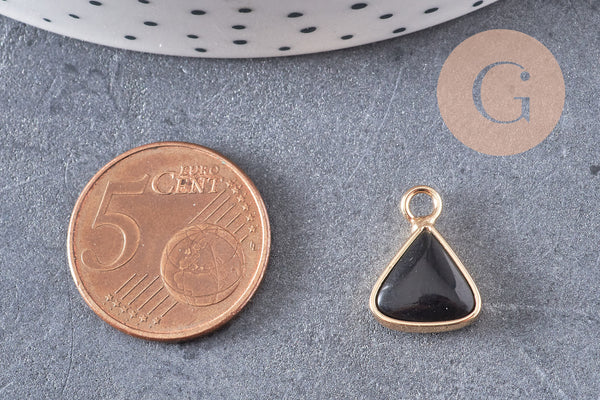 Pendentif triangle jade noir,creation bijou,pendentif bijoux, pendentif pierre naturelle,bracelet pierre, jade Naturel,16mm x1, G0953