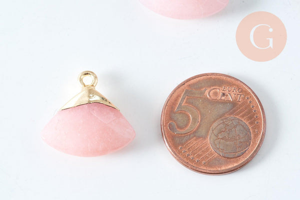 Pendentif triangle jade rose facettes 20mm,pendentif bijoux, pendentif pierre, jade naturel,jade bleu,pendentif jade, x1, G3065