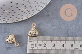 Pendentif triangle jaspe dalmatien naturel laiton doré 16mm, x1 (G0976)
