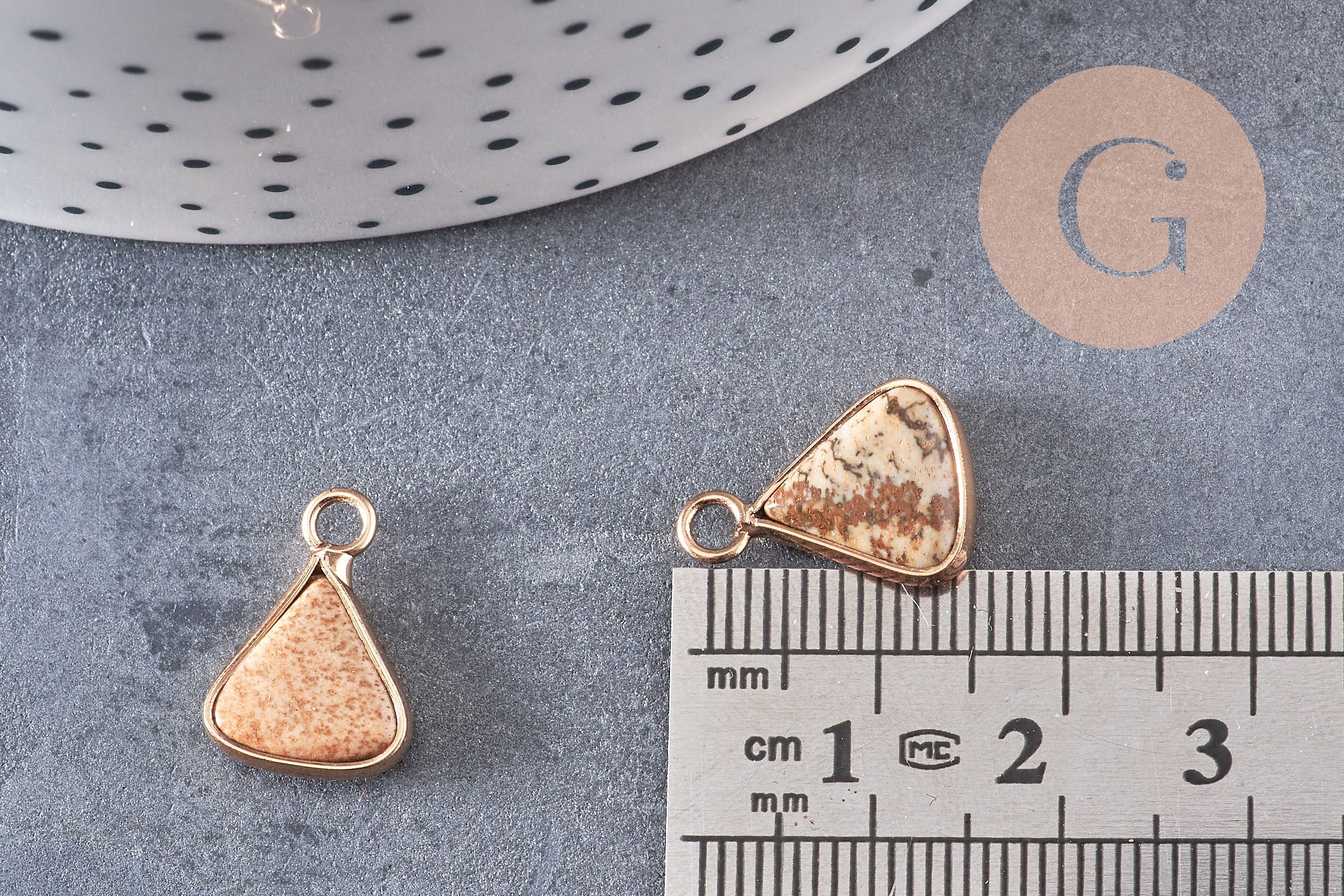 Pendentif triangle jaspe paysage,creation pendentif bijoux pierre naturelle, pendentif pierre jaspe Naturel,16mm, x1, G2330