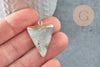 Pendentif triangle labradorite naturelle support fer doré 34mm, x1 (G5694)