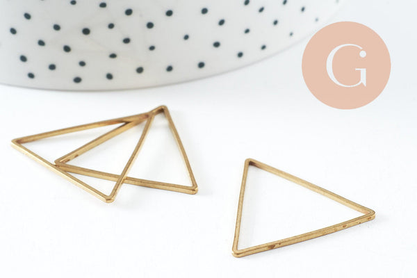 Pendentif triangle laiton brut 30mm, pendentif géométriquecréation bijoux, x10 (G2321)